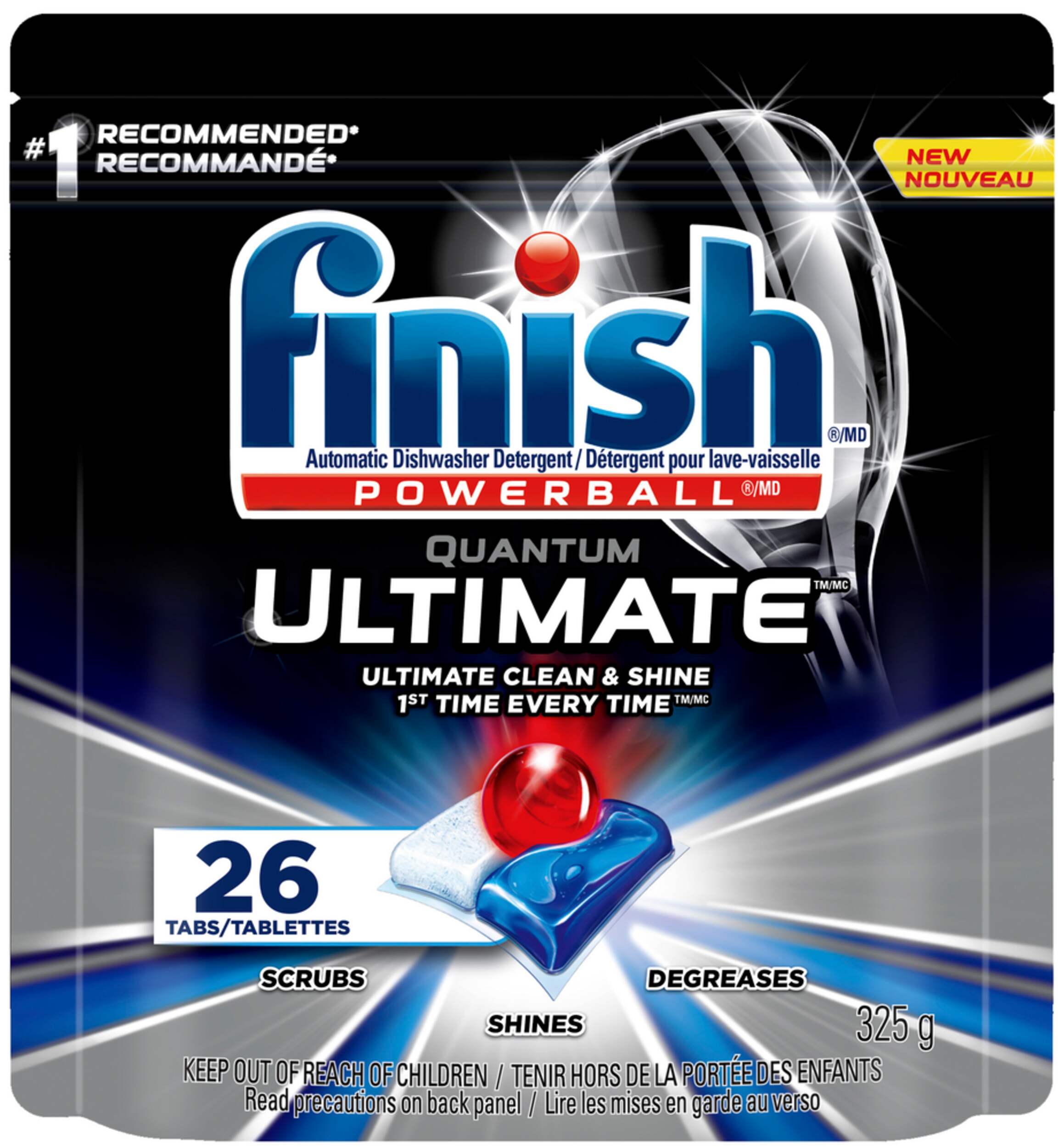 Finish Quantum Ultimate Dishwasher Detergent Tabs, Fresh Scent, 26-pk Front_Flat