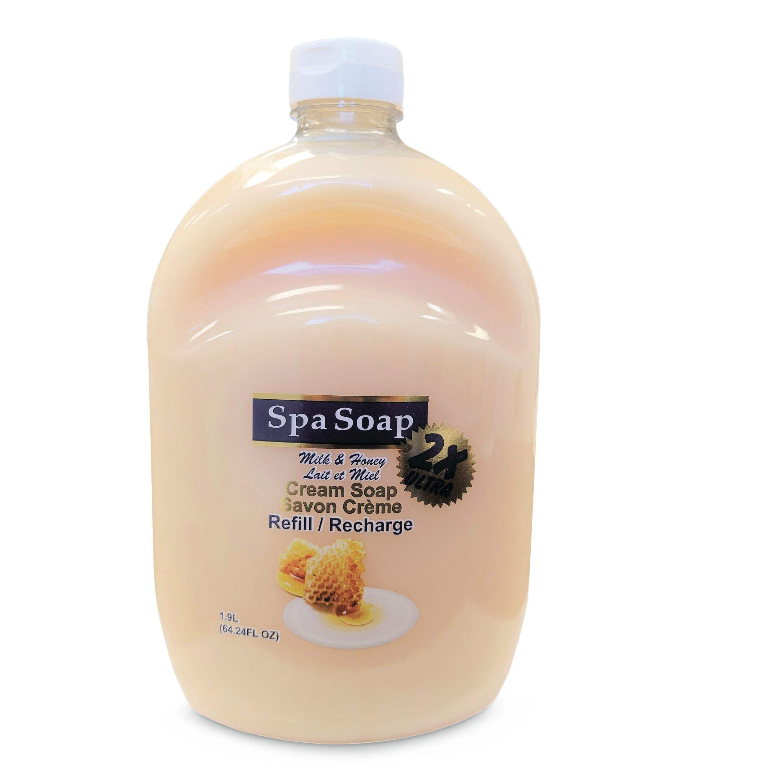 Recharge de savon à main crème SpaSoap, senteur lait et miel, 1,9 L Front_Flat