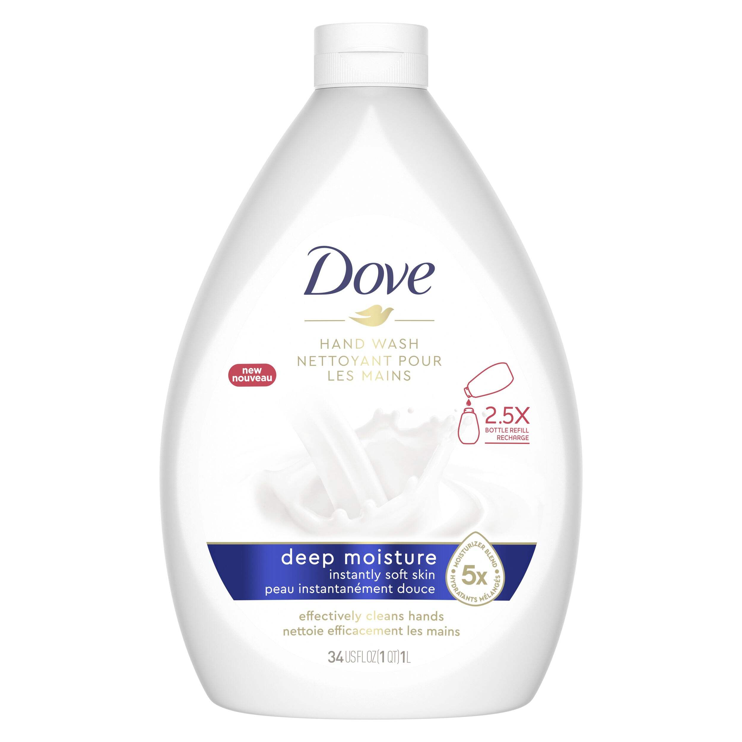 Recharge de savon à mains Dove Deep Moisture, non parfumé, 1 L Front_Flat