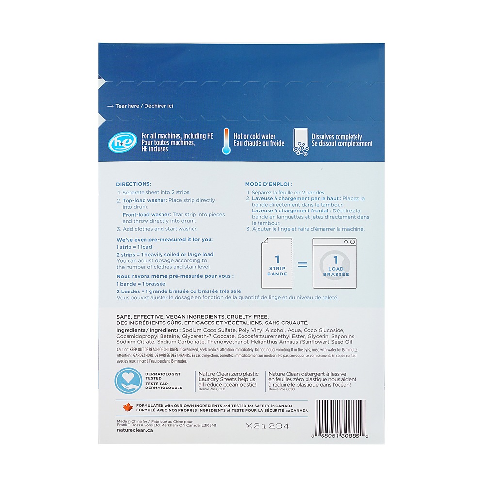 Nature Clean Hypoallergenic Laundry Detergent Sheets, Assorted Scents