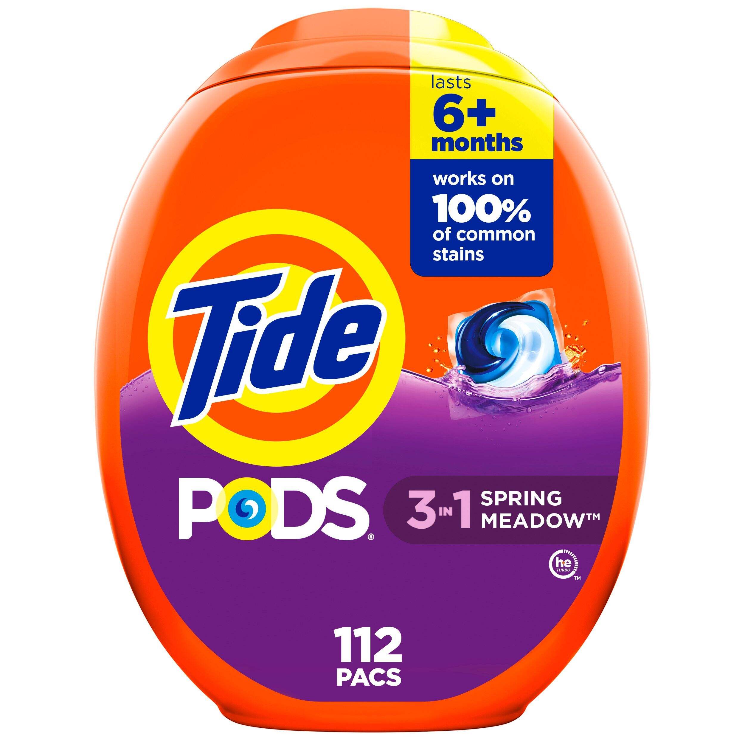 Tide PODS Liquid Laundry Detergent pacs, Spring Meadow Scent, 112 count Front_Flat