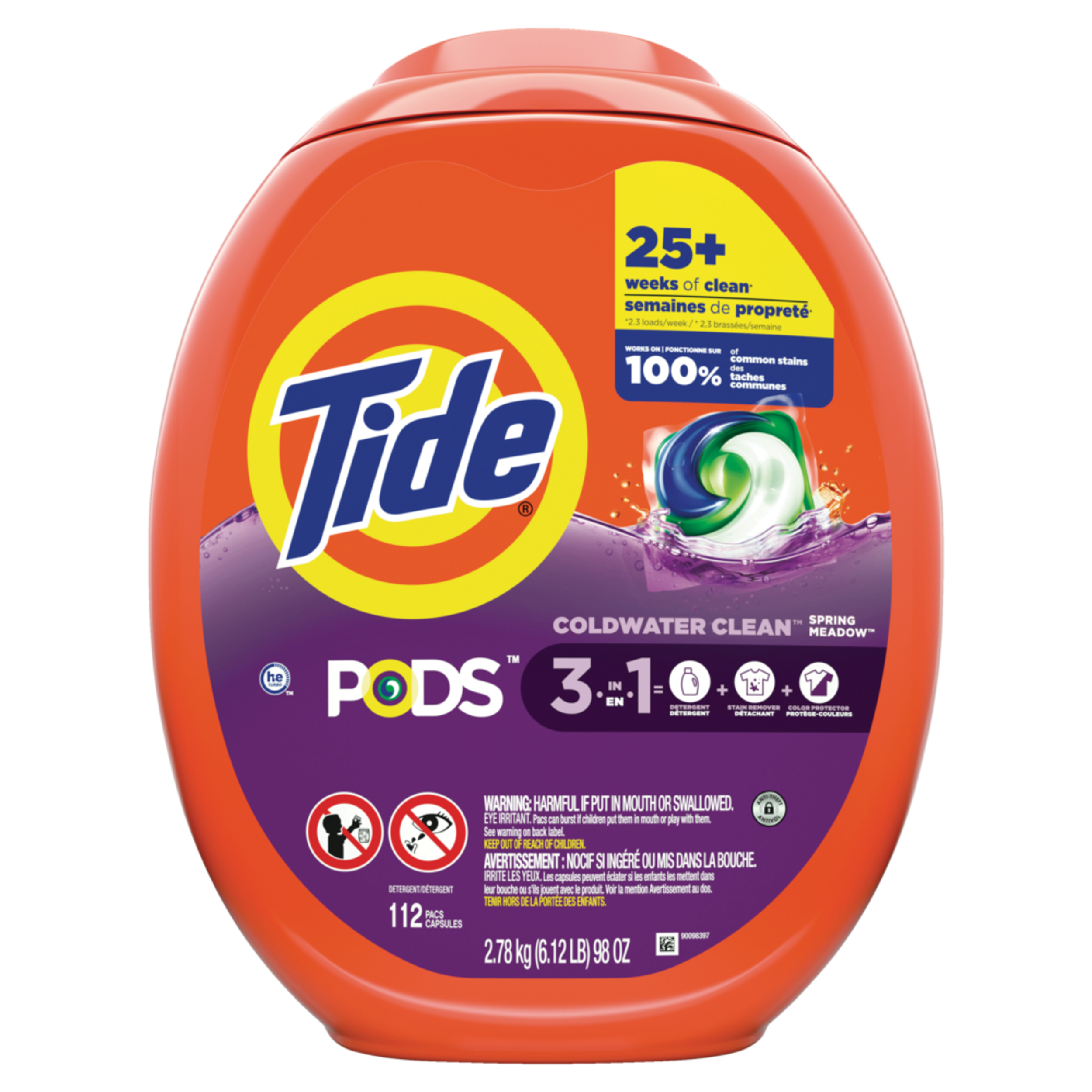 Tide PODS Liquid Laundry Detergent pacs, Spring Meadow Scent, 112 count Front_Flat
