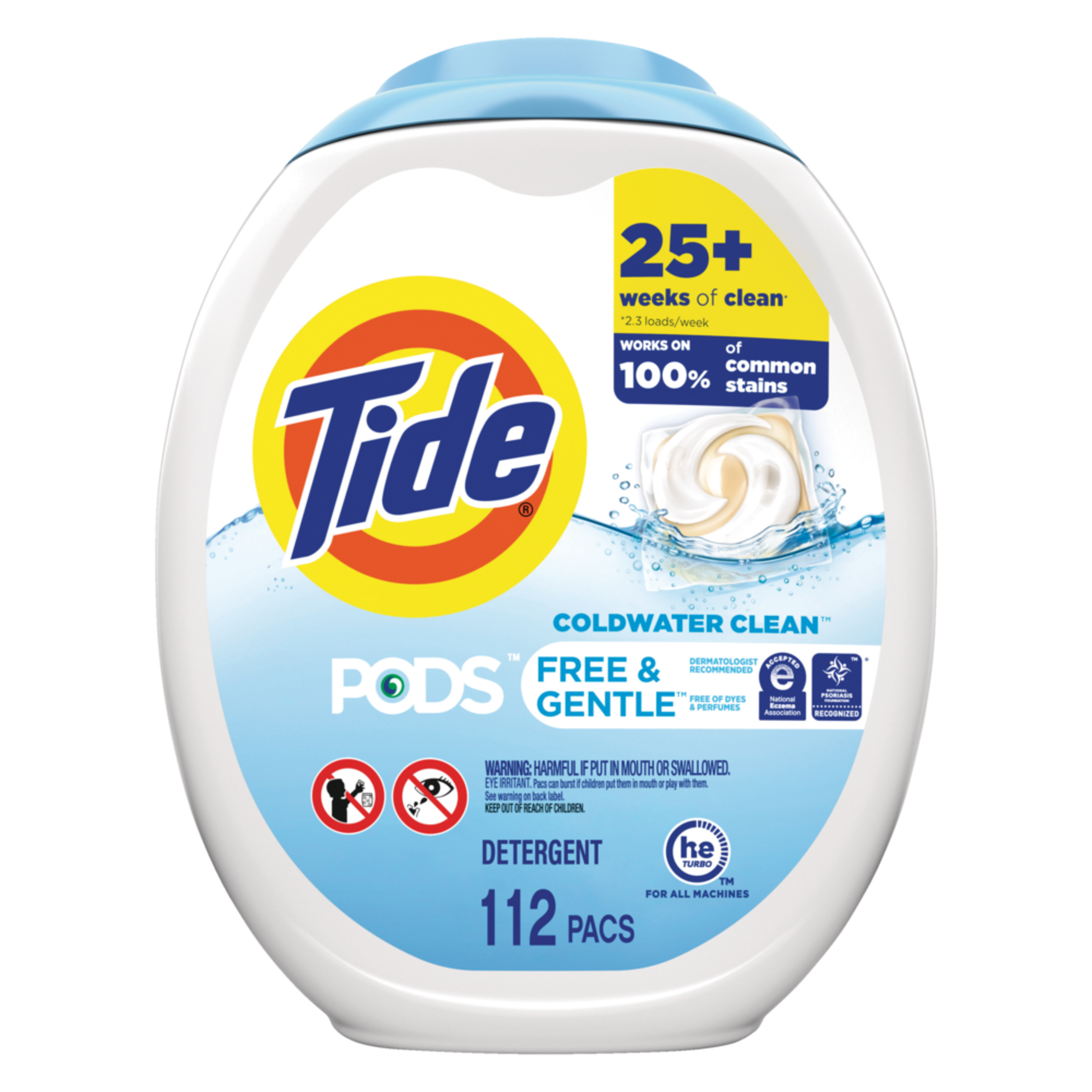 Tide PODS Free and Gentle Laundry Detergent Soap Pacs, 112 ct Front_Flat