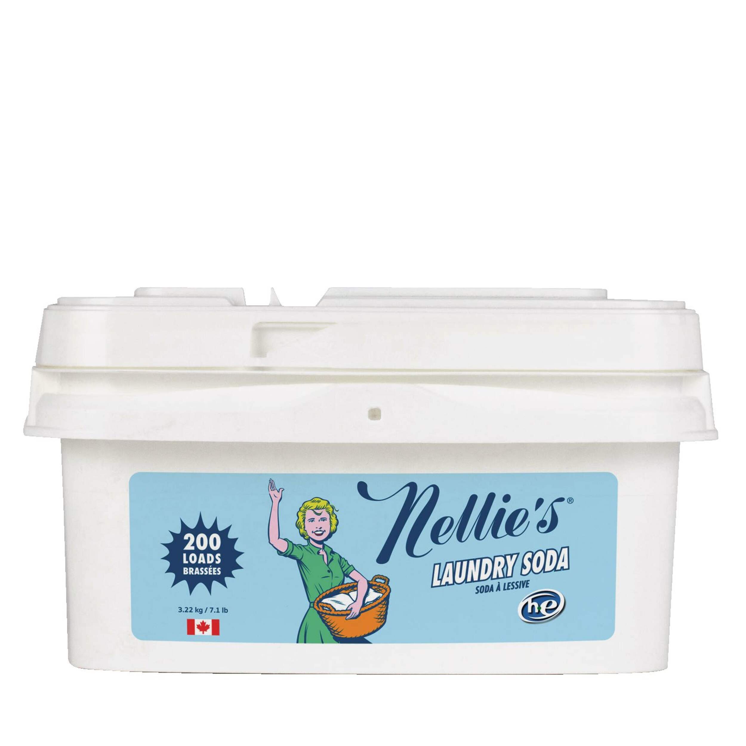 Nellie's Laundry Detergent Soda Powder, Unscented, 200-Loads, 3.22-kg Front_Flat
