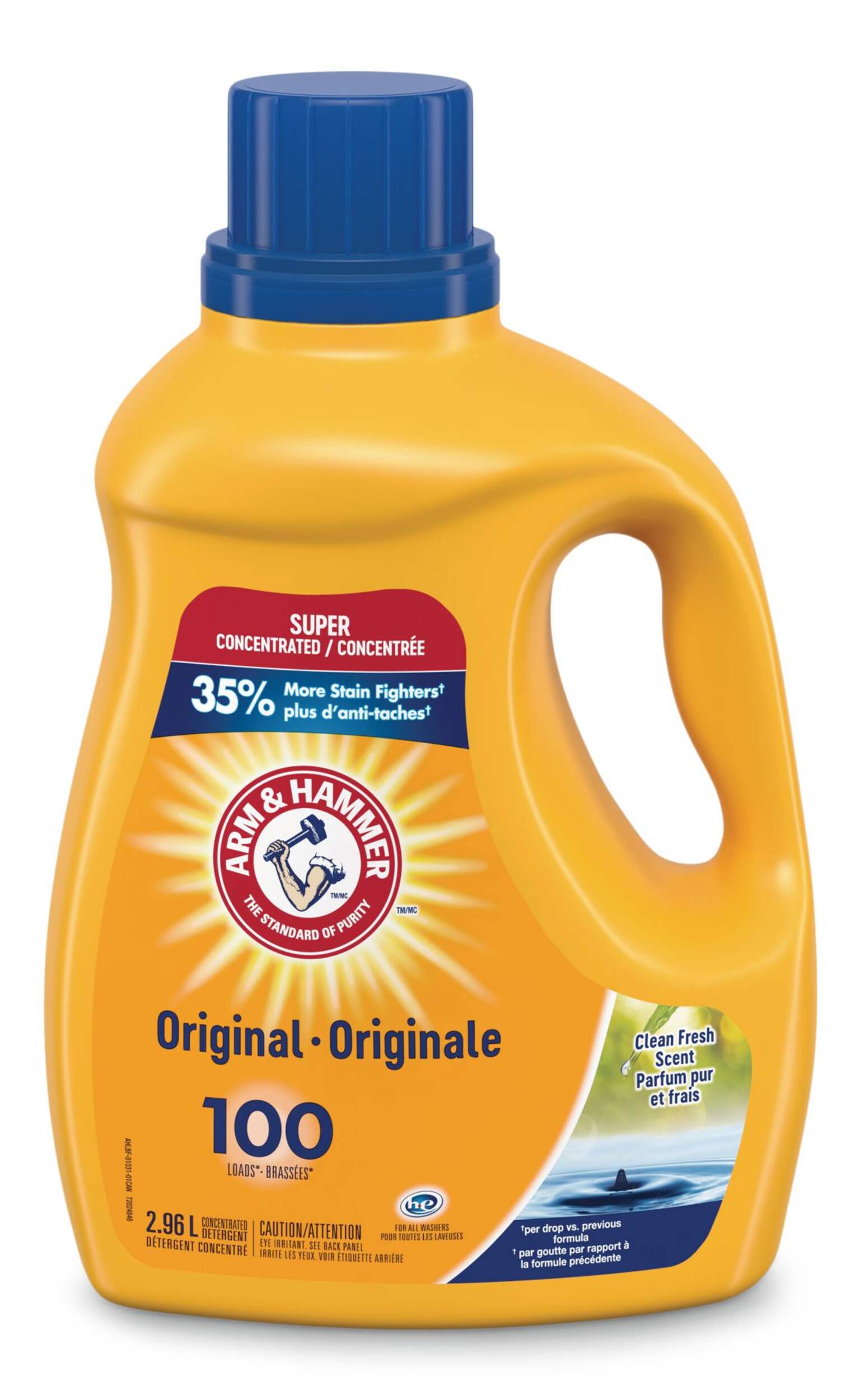 Arm & Hammer Liquid Laundry Detergent, Clean Burst, 100-Load, 2.96-L Front_Flat