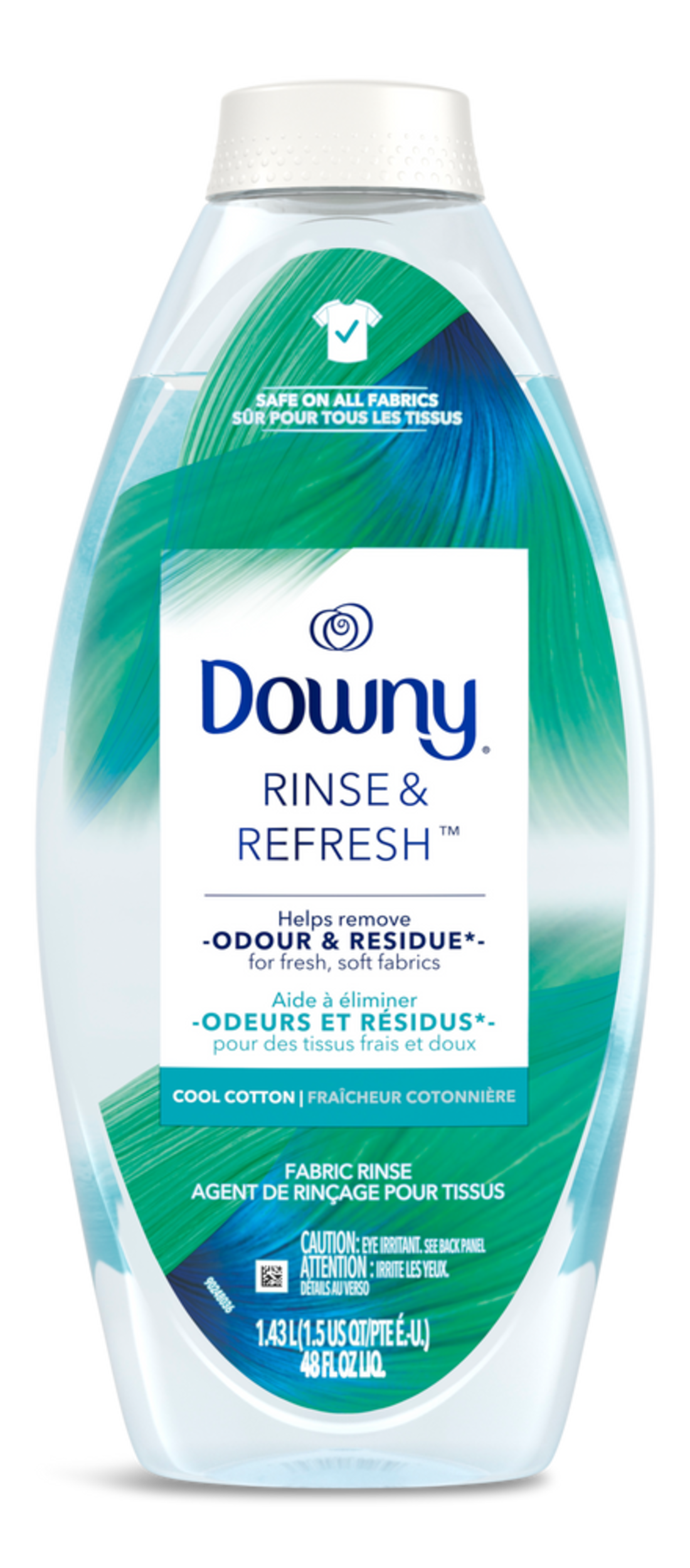 Désodorisant et assouplissant pour la lessive, coton frais, 1,43 L Front_Flat