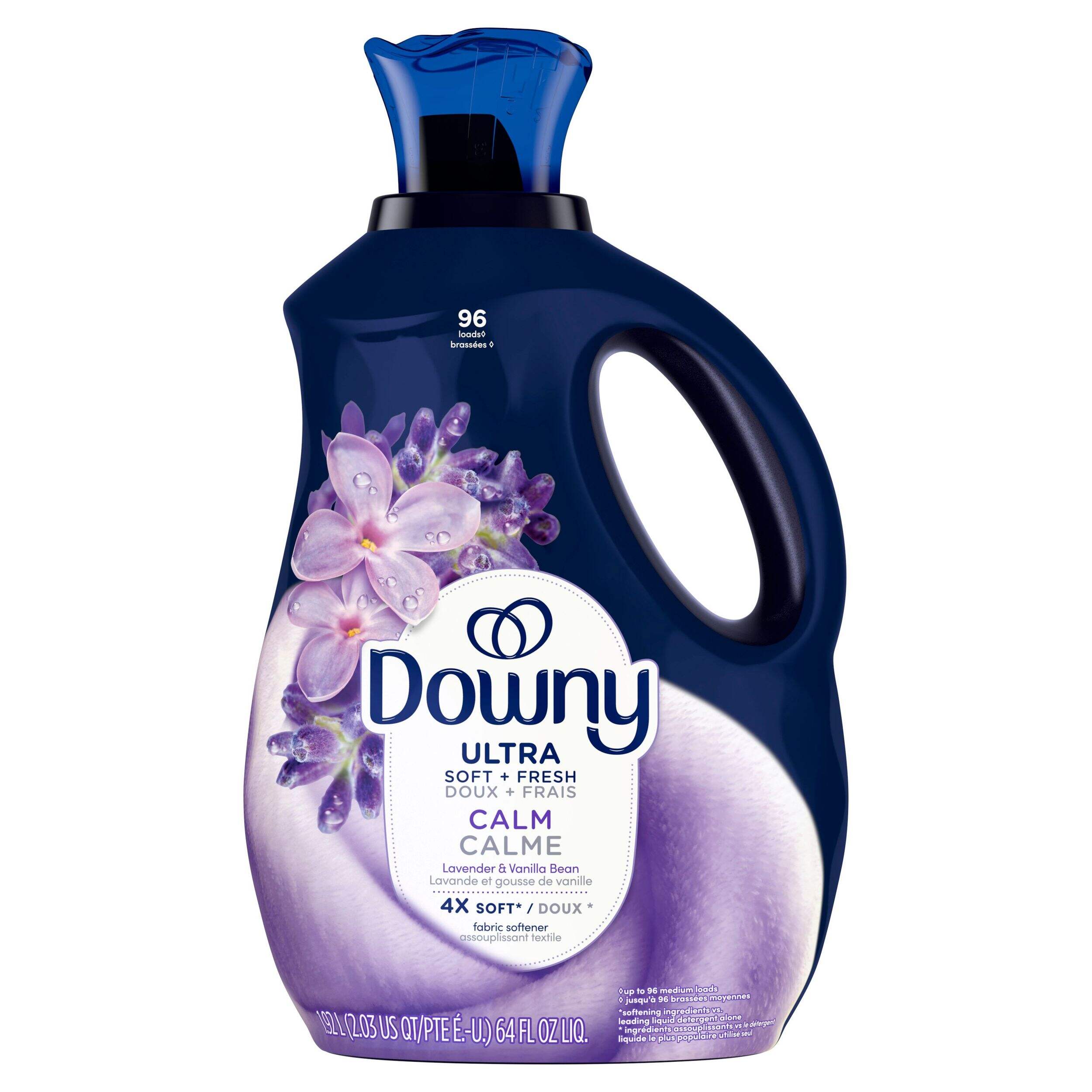 Assouplissant liquide pour tissu Downy Infusions, parfum Calm, Lavande et gousse de vanille, 2,4 L Front_Angled_Left