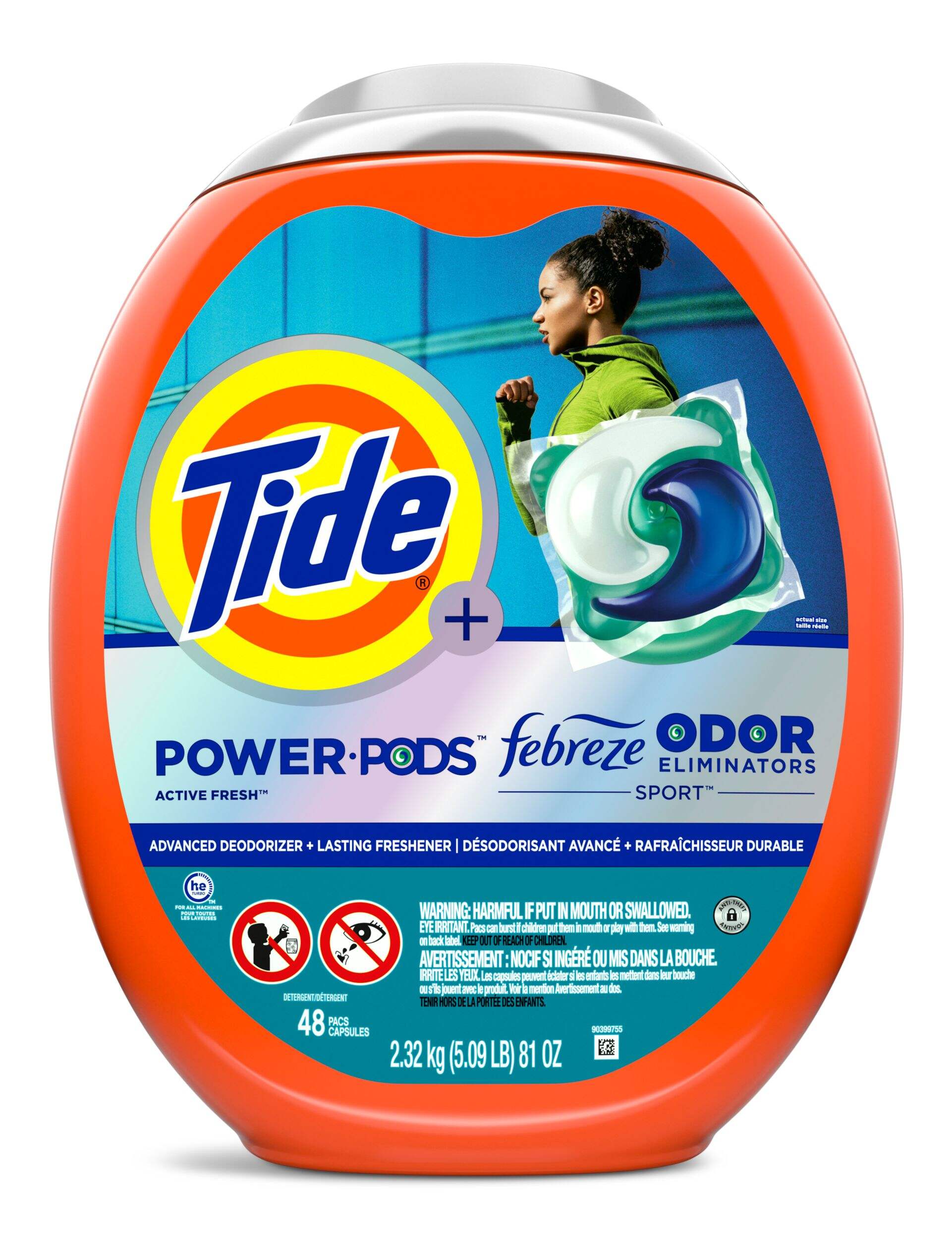 Tide Power Pods Laundry Detergent Pacs with Febreze Sport Freshness, 48 Count Front_Flat