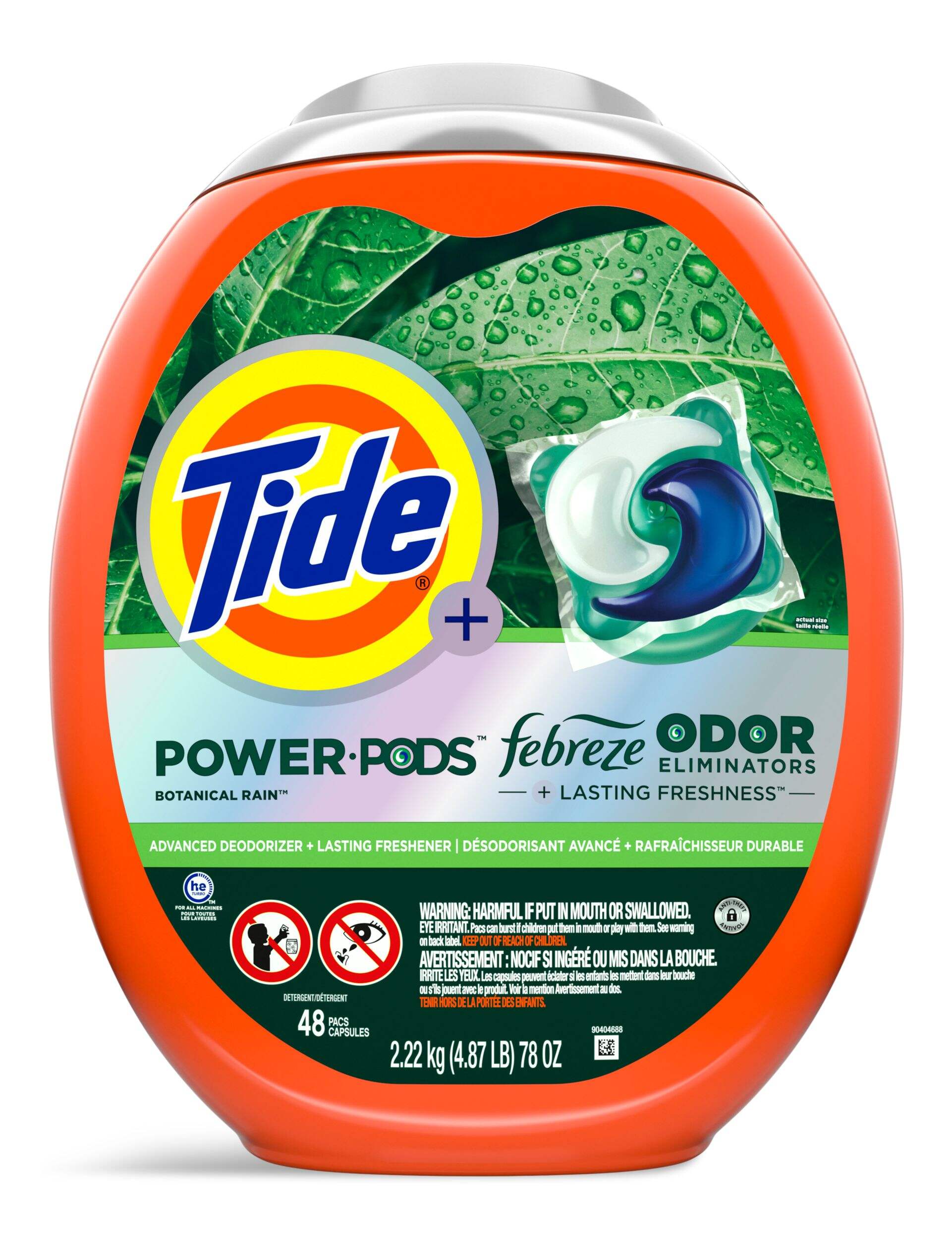 Tide Power Pods Laundry Detergent Pacs with Febrez  Botanical Rain Scent, 48 count Front_Flat