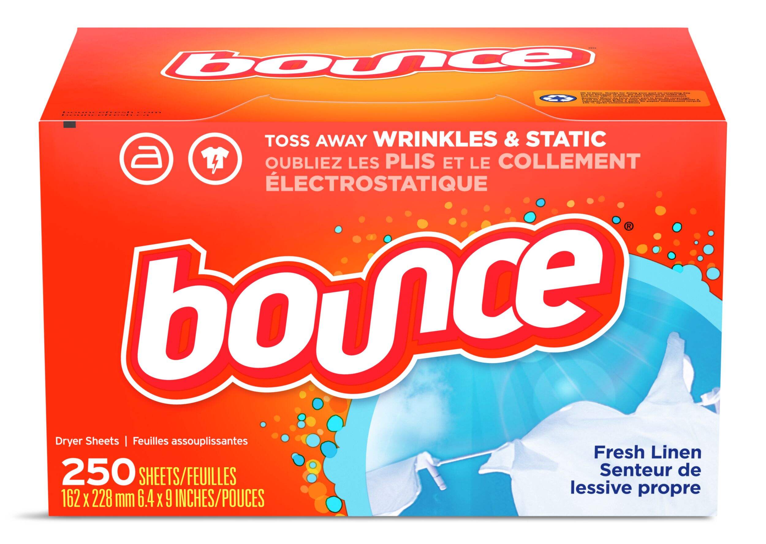 Bounce Fresh Linen Scented Fabric Softener Dryer Sheets, 250 count Front_Elevated