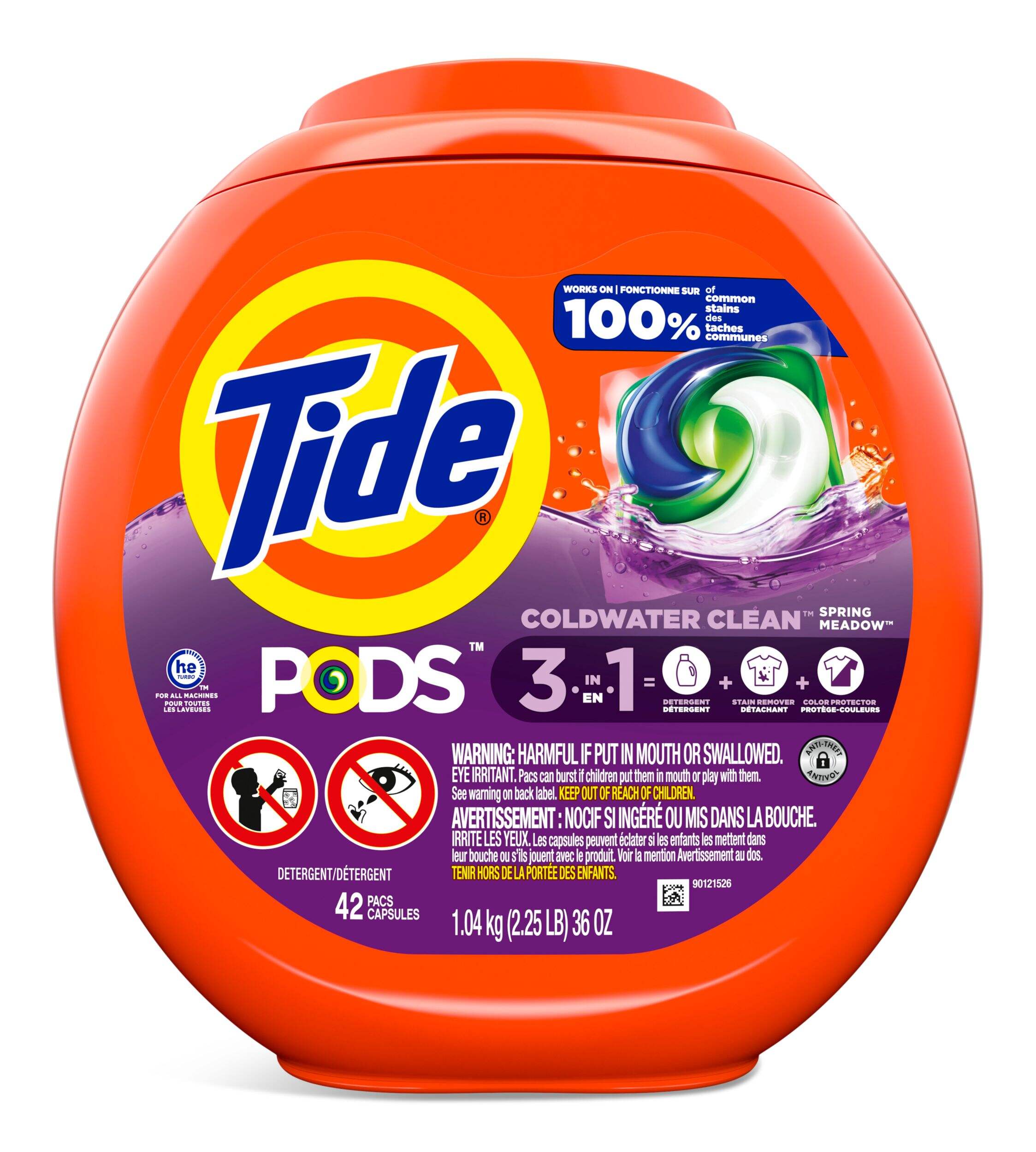 Tide PODS Liquid Laundry Detergent Soap Pacs, 42 Count, Spring Meadow Scent Front_Flat