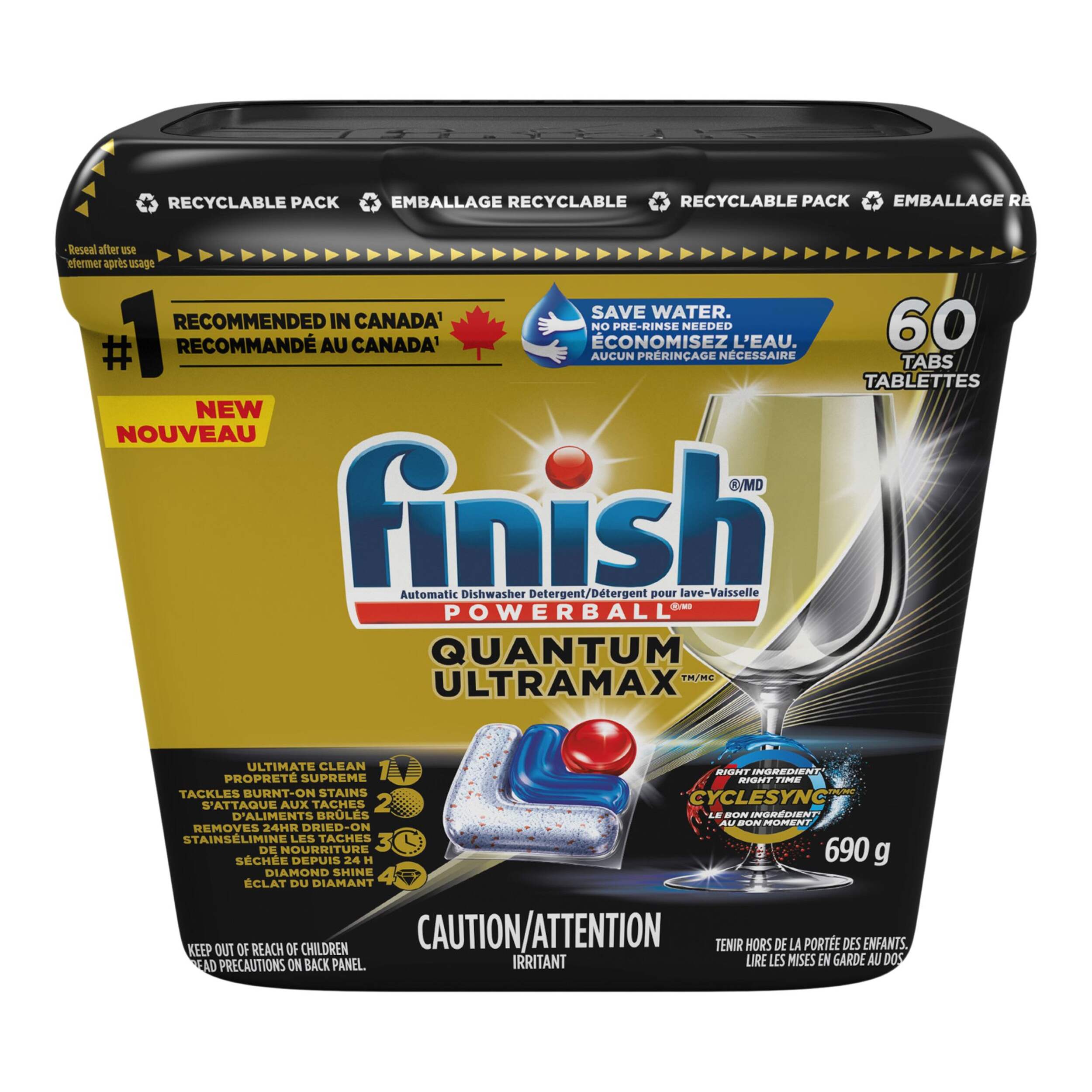 Finish Quantum UltraMAX Dishwasher Detergent, 60-ct Front_Flat