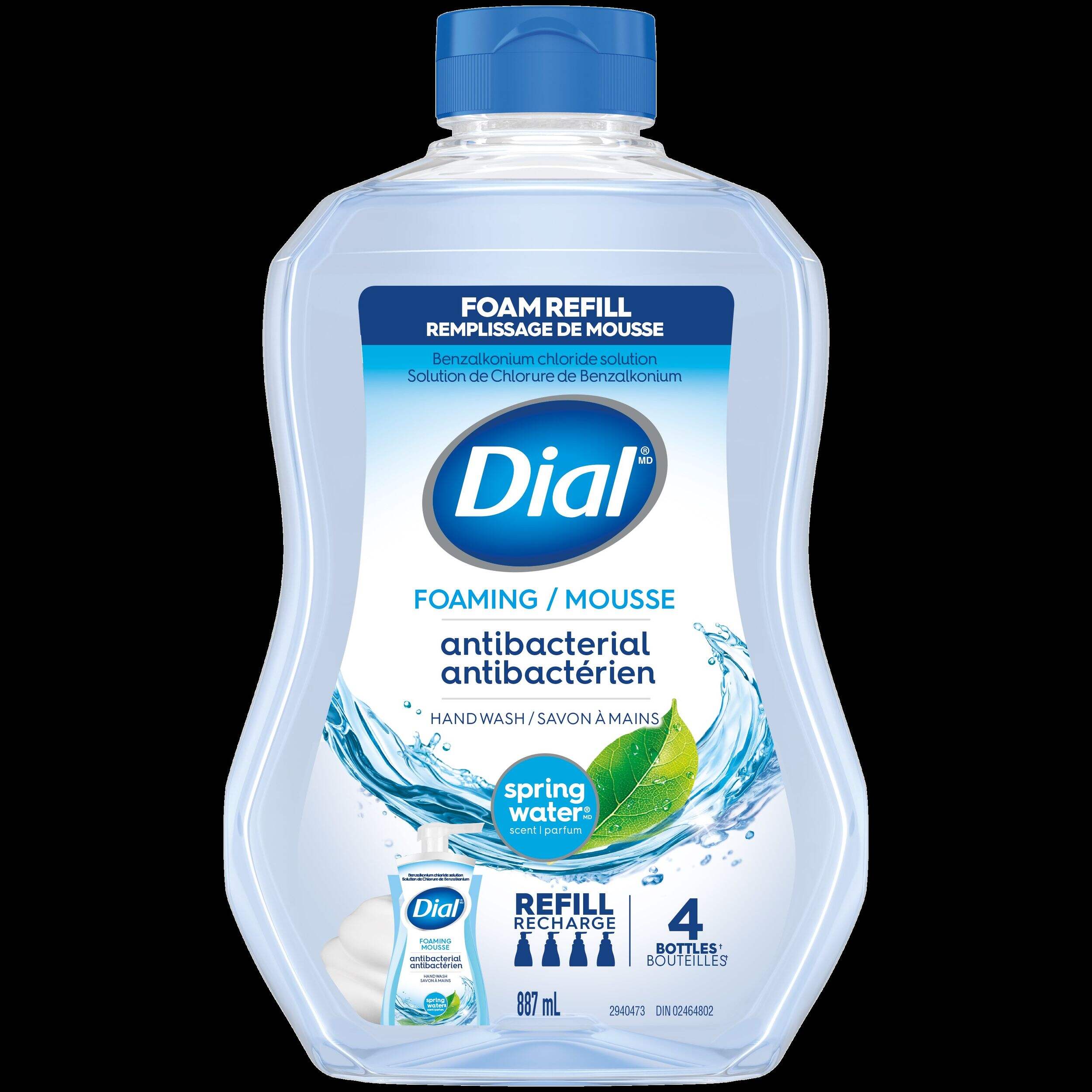 Dial Antibacterial Foaming Hand Soap Refill, Spring Water Scent, 887mL