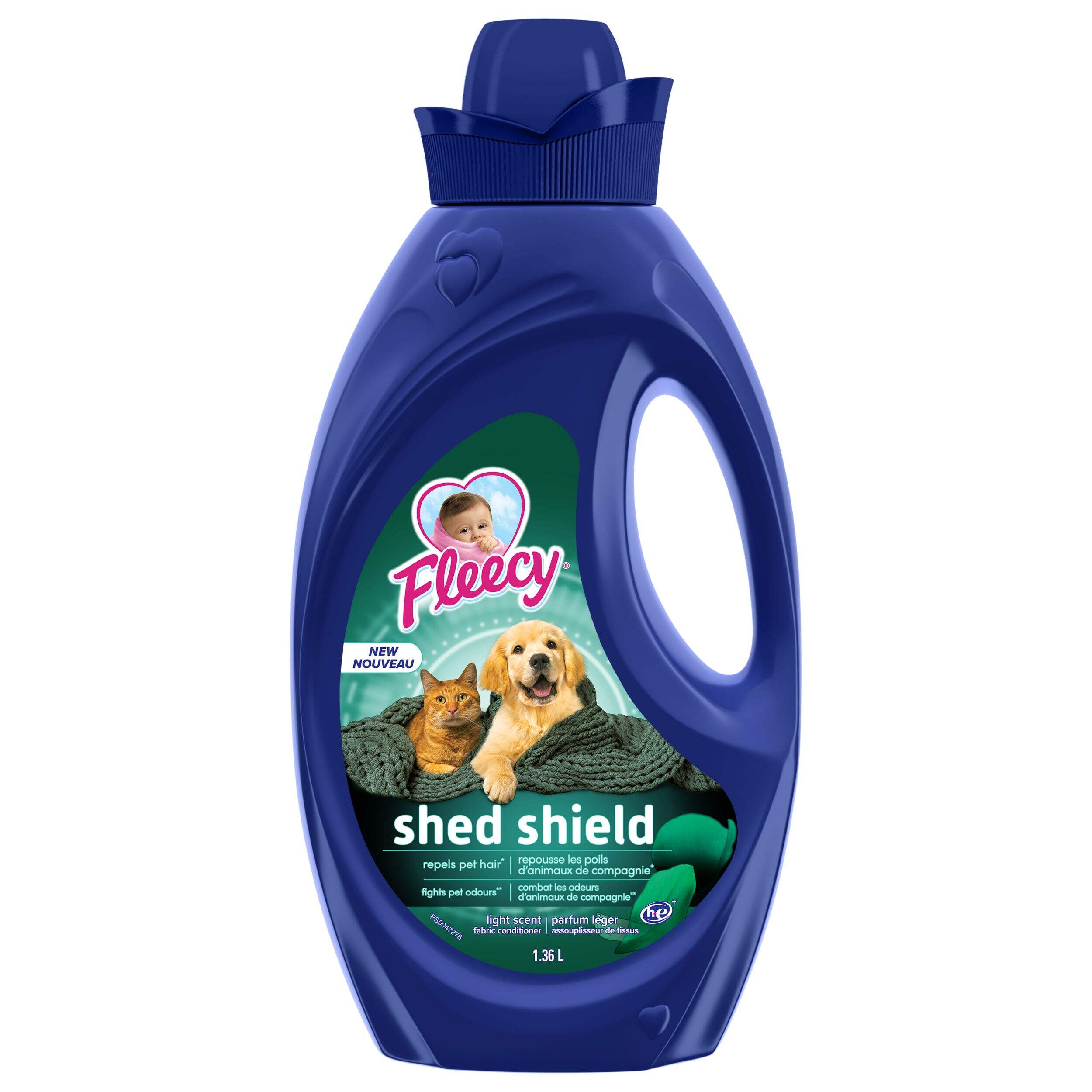 Fleecy Shed Shield Liquid Fabric Softener, Fights Pet Hair and Odour, Light Scent, 1.36-L Front_Flat