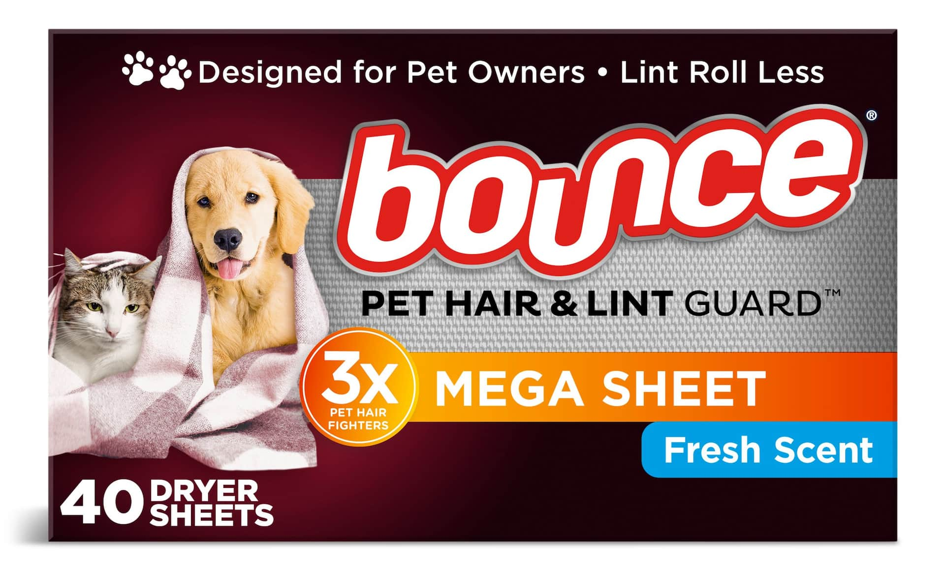 Bounce Pet Hair and Lint Guard Mega Dryer Sheets Fresh Scent 40 pk Canadian Tire