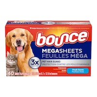 Bounce Pet Hair and Lint Guard Mega Dryer Sheets, Fresh Scent, 40-pk Front_Elevated