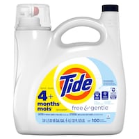 Tide Free & Gentle Liquid Laundry Detergent, Hypoallergenic, Unscented, 100-Load, 3.9-L Front_Flat