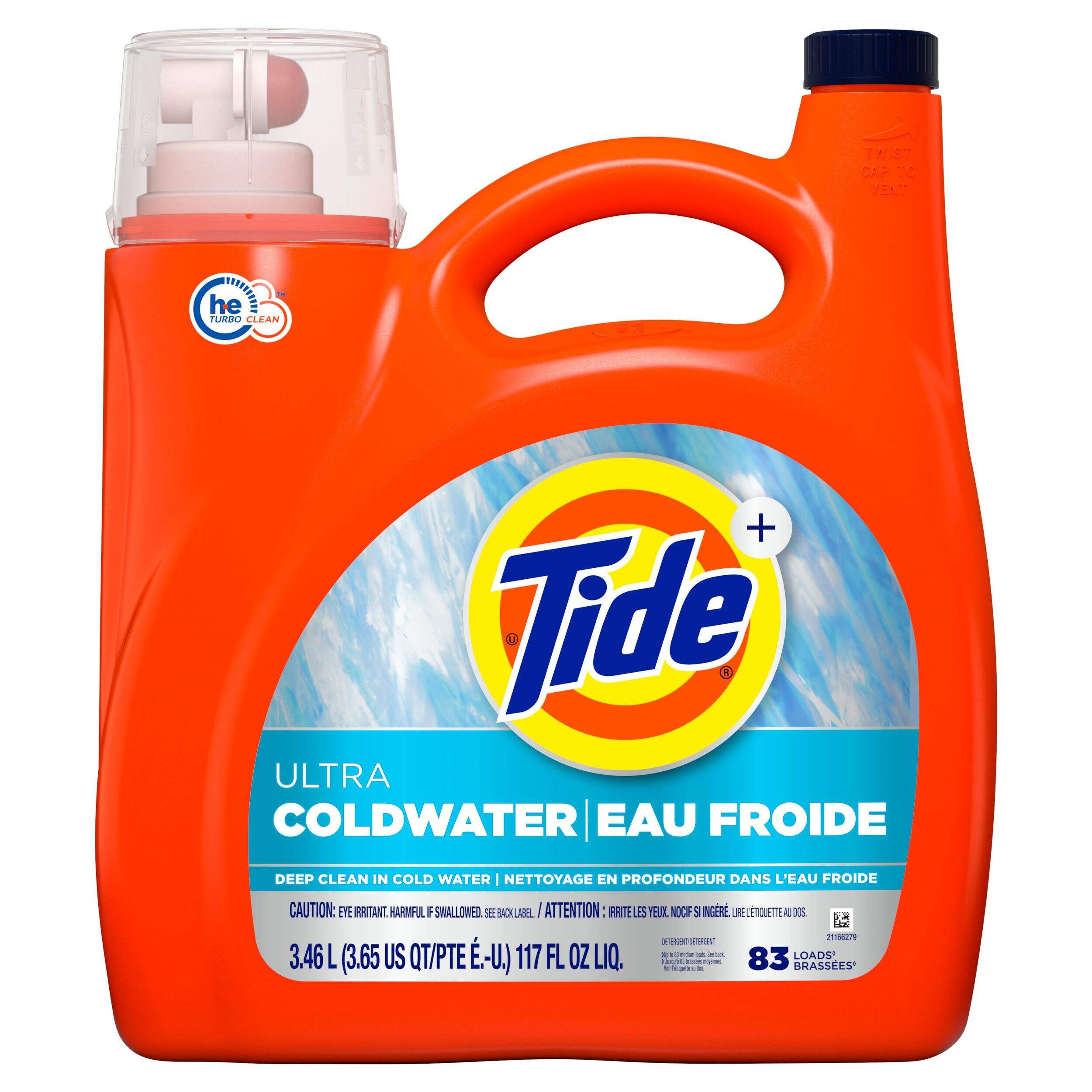 Détergent à lessive liquide Tide eau froide frais HE Turbo Clean, 94 brassées, 3,9 L Front_Flat