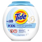 Tide PODS Free & Gentle Liquid Laundry Detergent Soap Pacs, Unscented, 76-pk Front_Flat