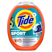 Tide Power PODS Febreze Odour Eliminators Plus Sport™ Liquid Laundry Detergent Soap Pacs, 63-pk Front_Flat