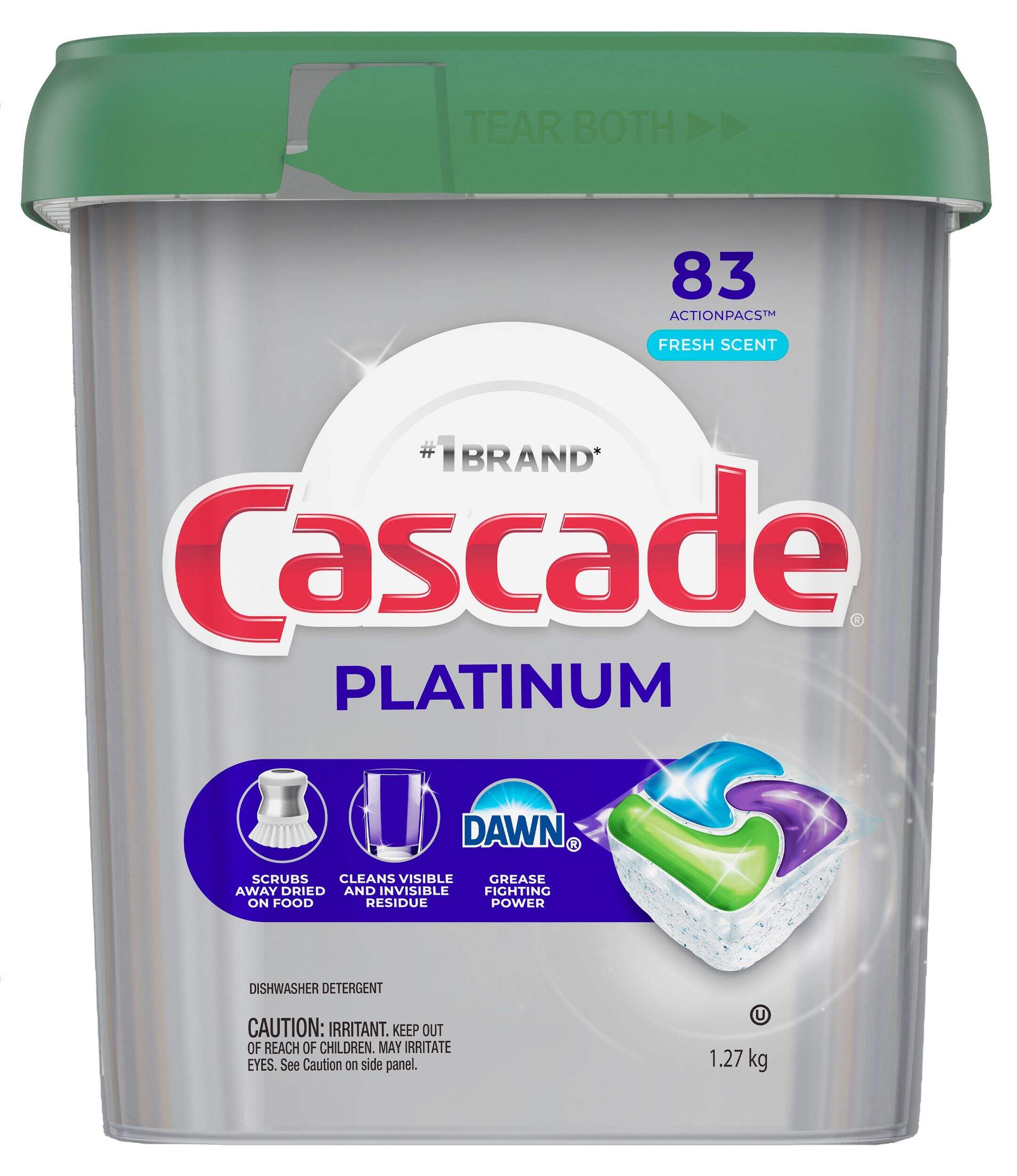 Cascade Platinum ActionPacs Fresh Dishwasher Pods, 83-ct Front_Flat