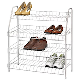 HOME COLLECTIONS Metal 4-Tier Shoe Rack, White, 26 x 12 x 27-in Front_Angled_Left