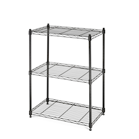 Type A Metal 3-Tier Adjustable Wire Shelving Storage Unit, Black Front_Three_Fourths_Angled_Left