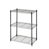 Type A Metal 3-Tier Adjustable Wire Shelving Storage Unit, Black Front_Angled_Left