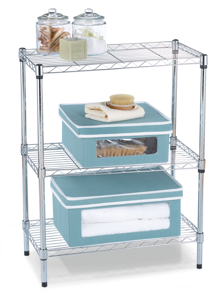 White 3 Tier Wall Shelf With Chrome Metal Rails Wall Design Ideas