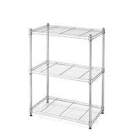 For Living Metal 3-Tier Adjustable Wire Shelving Storage Unit, Chrome Front_Angled_Left