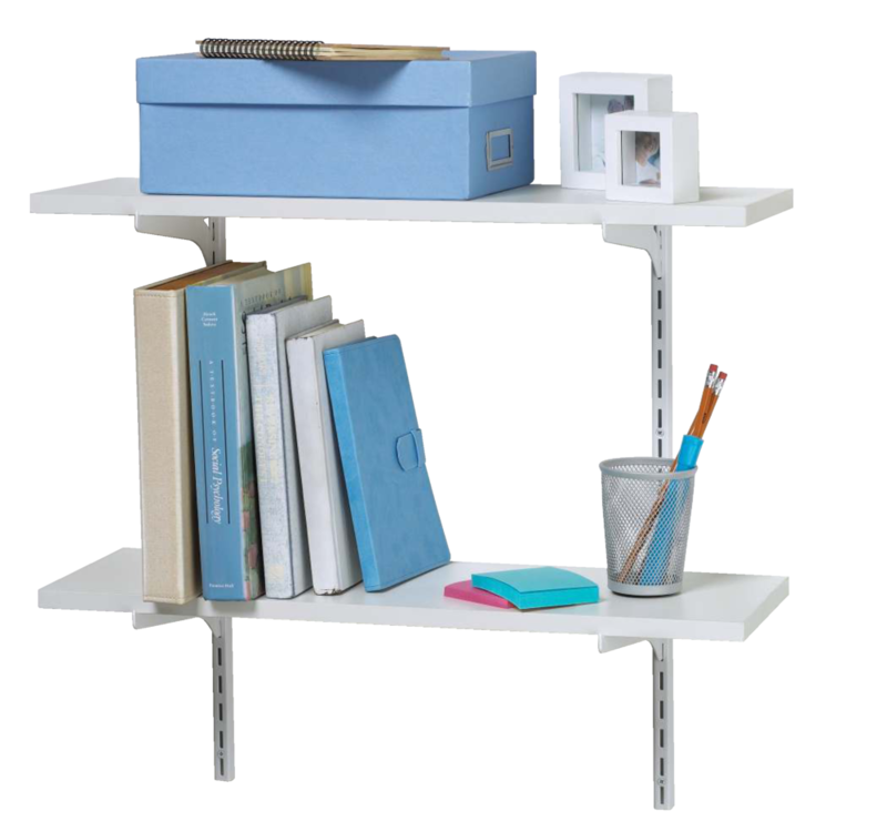 HOME COLLECTIONS Wall Shelf Kit with 2 Shelves, White, 8in x 24in