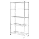 Type A 5-Tier Wire Shelving Storage Unit, Chrome Front_Three_Fourths_Angled_Left