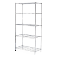 Type A 5-Tier Wire Shelving Storage Unit, Chrome Front_Three_Fourths_Angled_Left