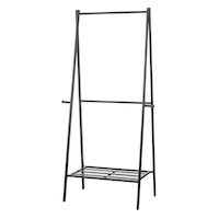 type A Perspective A-Frame Freestanding Clothing Rack with 2 Hanging Hooks Front_Angled_Left