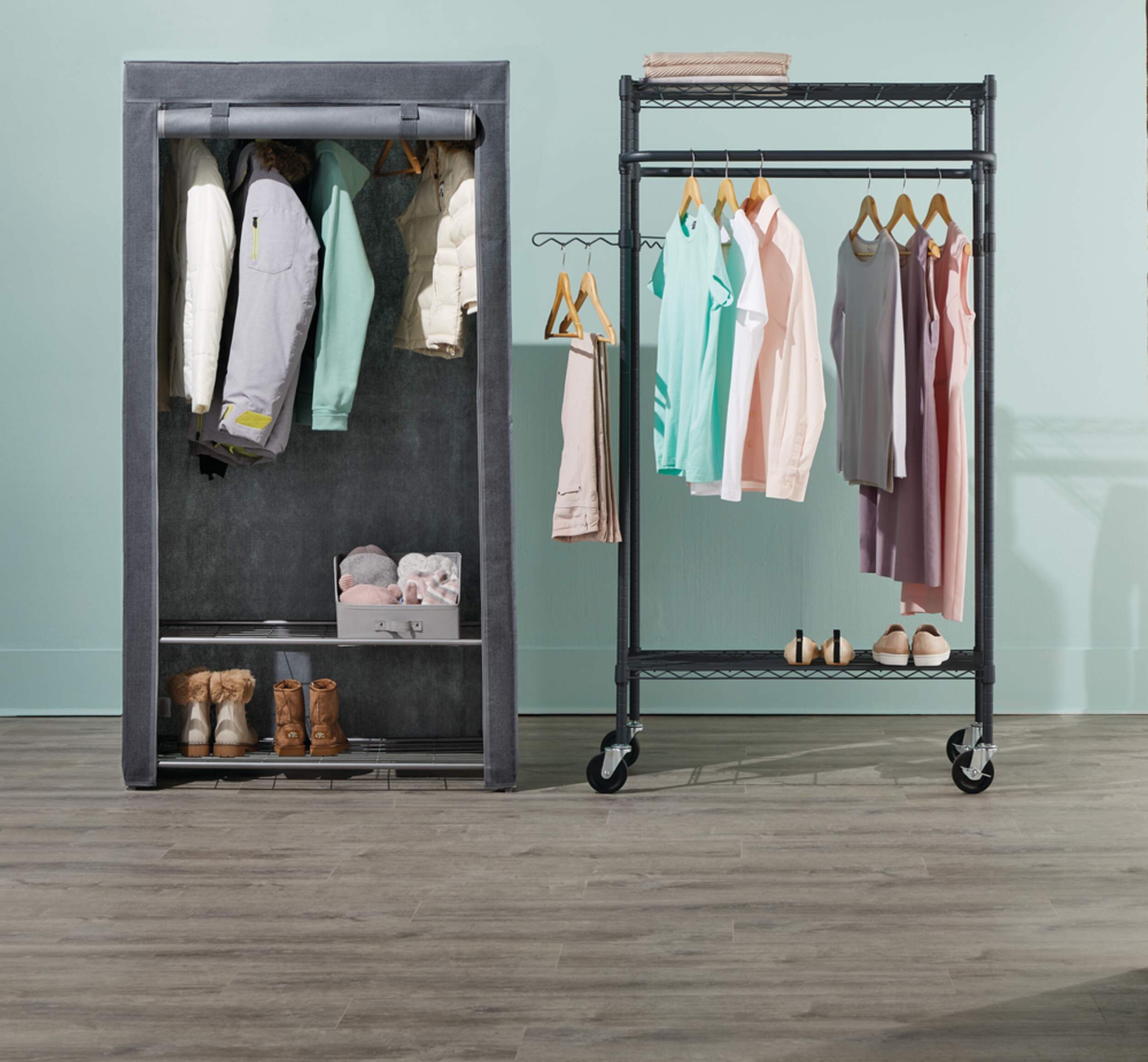 type A Perspective HeavyDuty Portable Freestanding Clothing Rack with