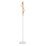 type A Engrained Freestanding Family Coat Rack with 6 Hooks, White Front_Flat