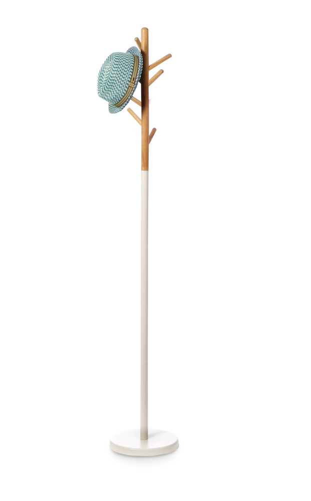 Patère familiale autoportante Type A Engrained avec 6 crochets, blanc