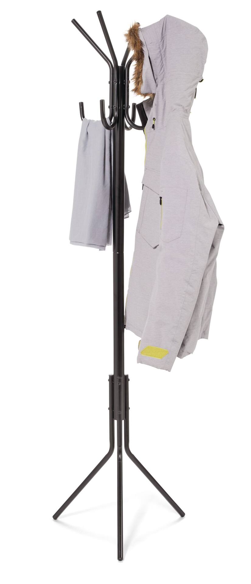 type A Perspective Freestanding Coat Rack with 8 Hooks Black