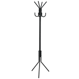type A Perspective Freestanding Coat Rack with 8 Hooks, Black Front_Flat