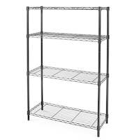 Type A Metal 4-Tier Adjustable Wire Storage Shelves/Unit, Black Front_Three_Fourths_Angled_Left