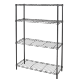 Type A Metal 4-Tier Adjustable Wire Storage Shelves/Unit, Black Front_Angled_Left