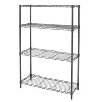 Type A Metal 4-Tier Adjustable Wire Storage Shelves/Unit, Black Front_Angled_Left