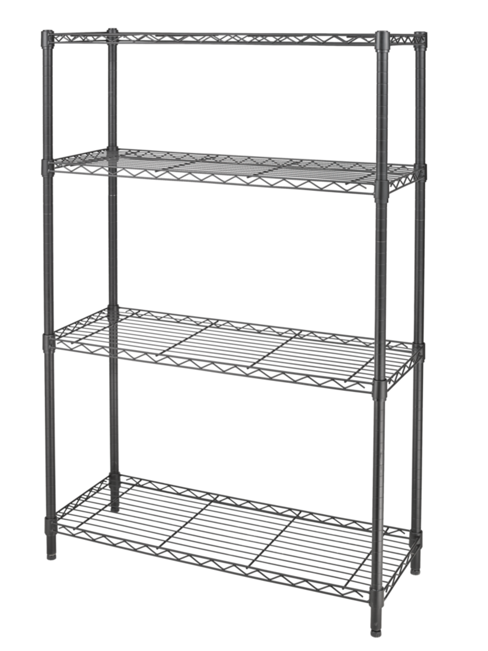 Type A Metal 4-Tier Adjustable Wire Storage Shelves/Unit, Black Front_Angled_Left