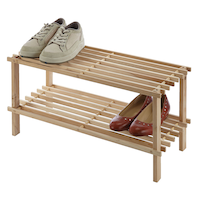 Type A Pine Shoe Rack, 26 x 63 x 29 cm Front_Angled_Left
