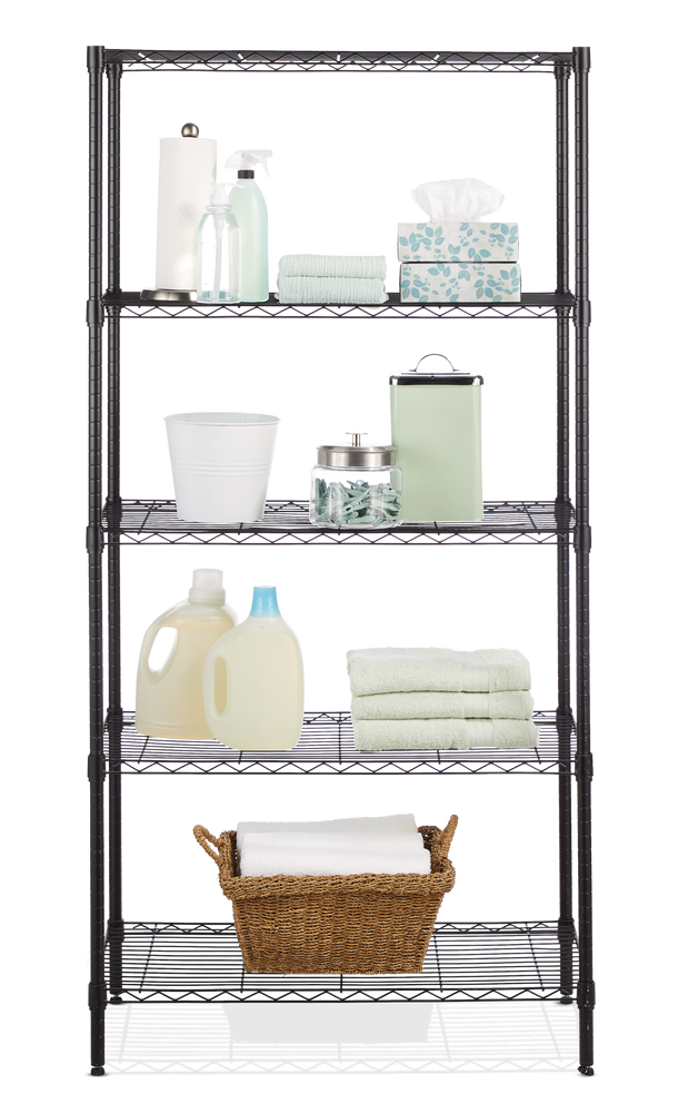 Étagère de rangement grillagée ajustable en métal à 5 niveaux For