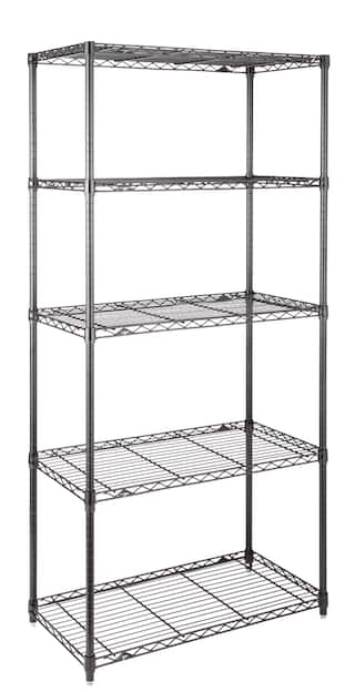 For Living 5 Tier Black Wire Shelf, Black Wire Shelving Unit With Wheels