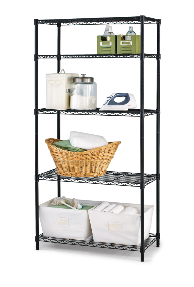 For Living Metal 5Tier Adjustable Wire Shelving Storage Unit, Black