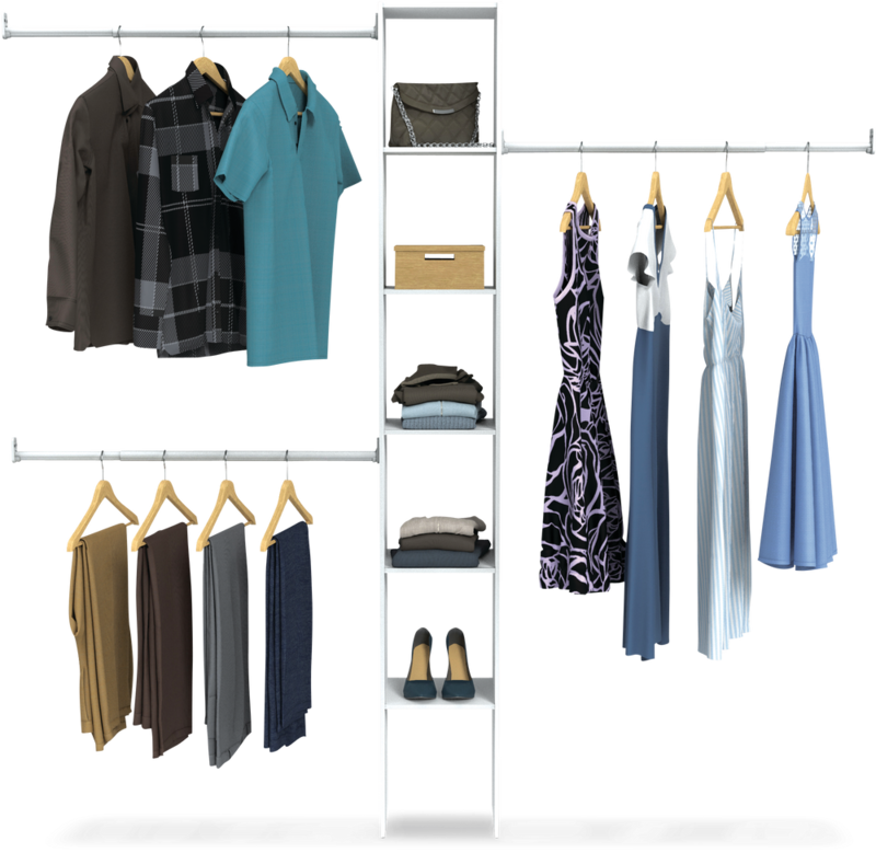 ClosetMaid Expandable Closet Organizer Kit with 3Closet Rod, White, 12