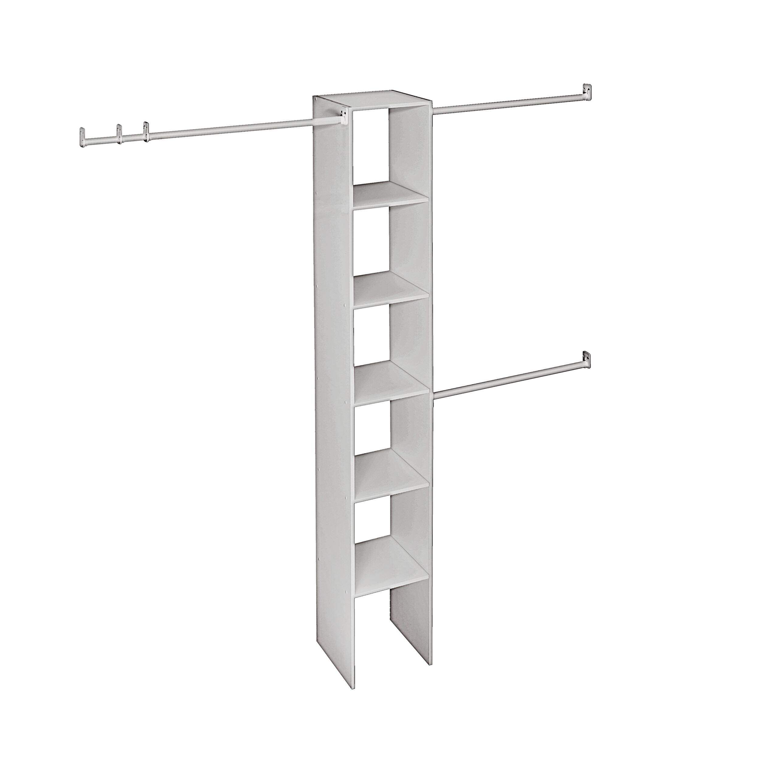 ClosetMaid Expandable Closet Organizer Kit with 3-Closet Rod, White, 12-in Front_Three_Fourths_Angled_Right