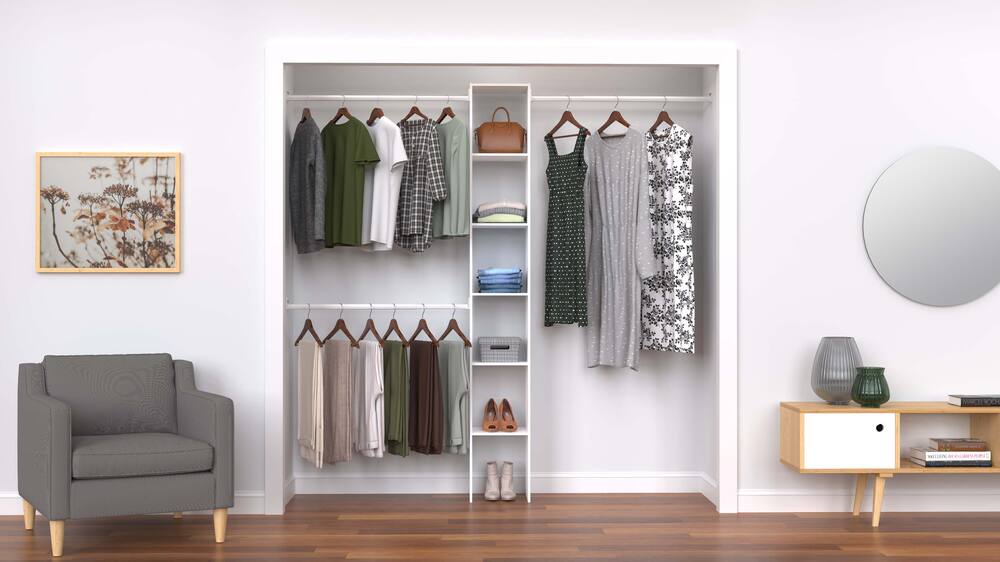 ClosetMaid Expandable Closet Organizer Kit With 3-Closet Rod, White, 12 ...